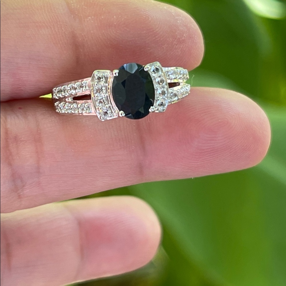 NWT Genuine Natural Blue Sapphire 1.40ct & White Topaz .14 Gemstone 925 Silver 7 - Picture 11 of 13